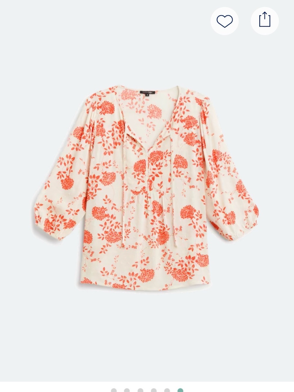 Papermoon Cream Peasant Blouse with Coral Floral Print
